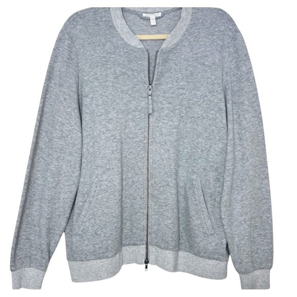 Eileen Fisher Gray Organic Cotton Knit 2 Way Zip Bomber Jacket X - Picture 7 of 13